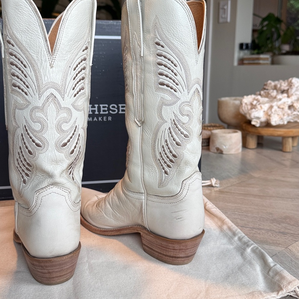 LUCCHESE Evangeline Leather Cowboy Boots in Wheat Glitz sz 7.5 EUC - Picture 7 of 14